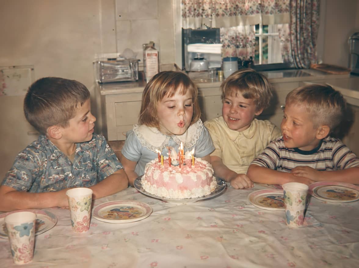 Birthday photo after PhotoScanRestore repaired the tears